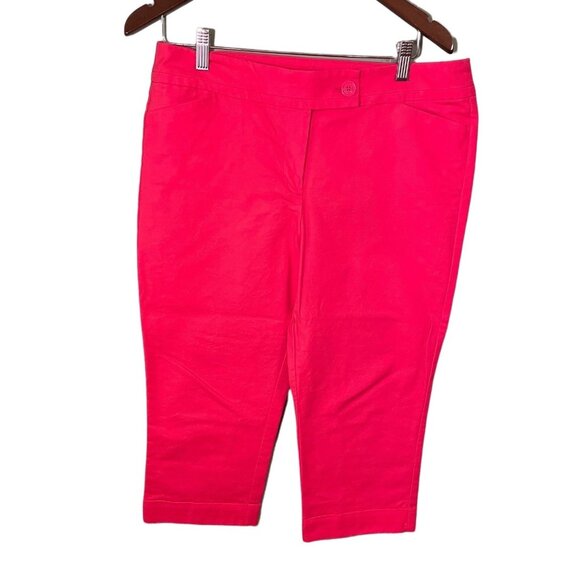 Ann Taylor Womens Signature Petite Pink Capri Pants 12P Cotton Blend Stretch - Picture 1 of 7